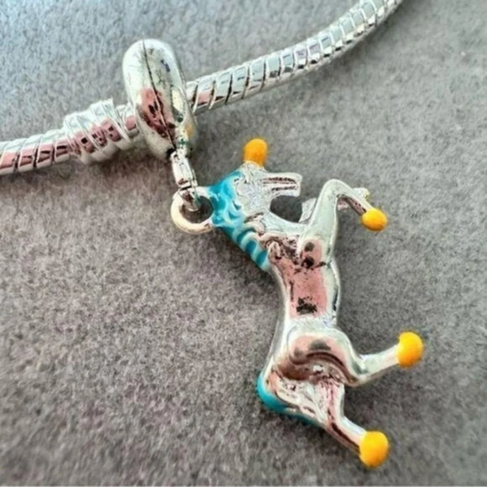 Blue Unicorn Dangle‎ Charm fits PANDORA